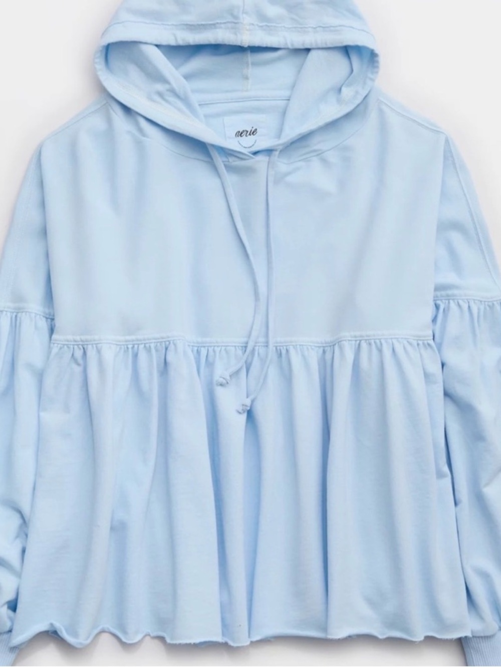 aerie Baby Blue Hooded Peplum Pullover